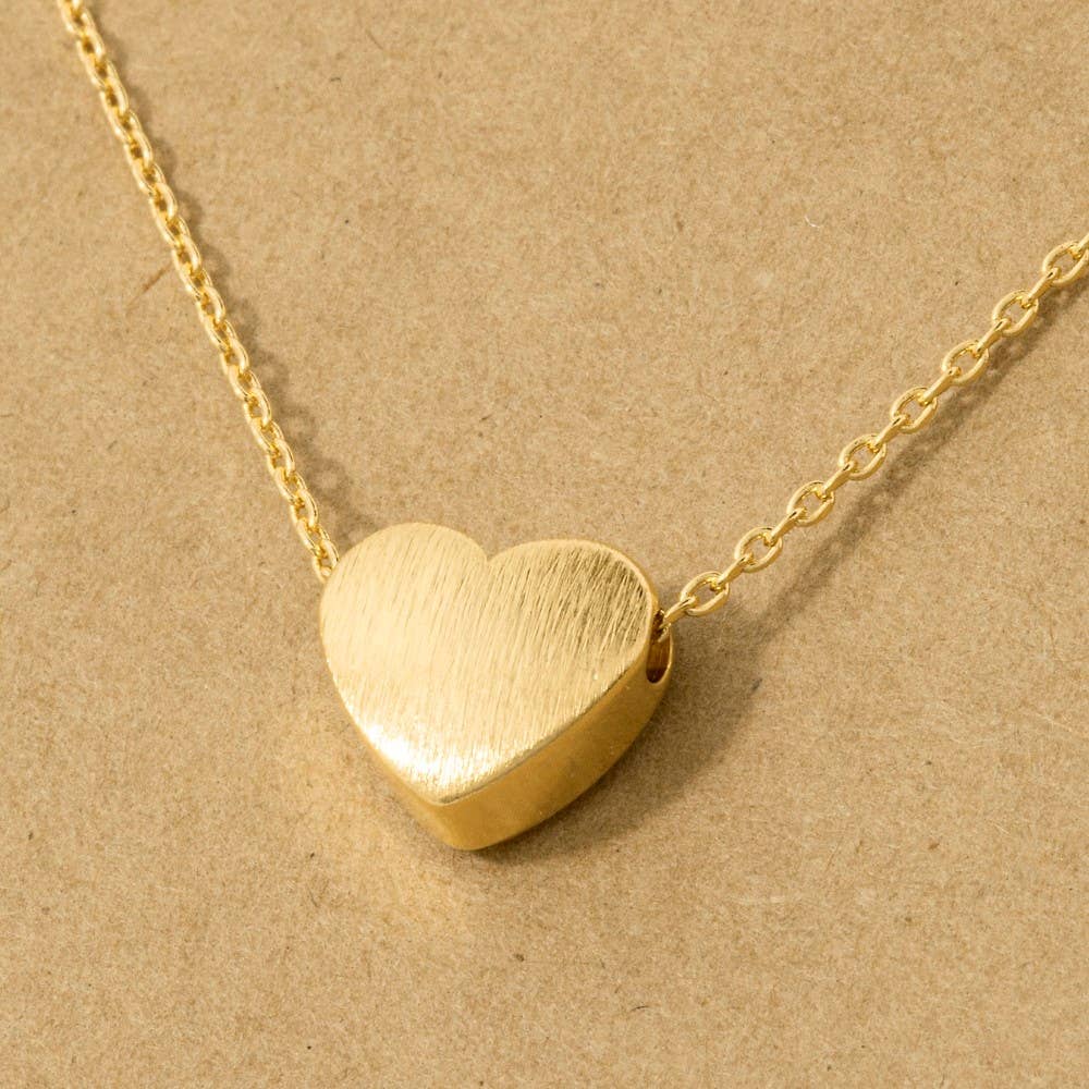 Brushed Heart Pendant Necklace
