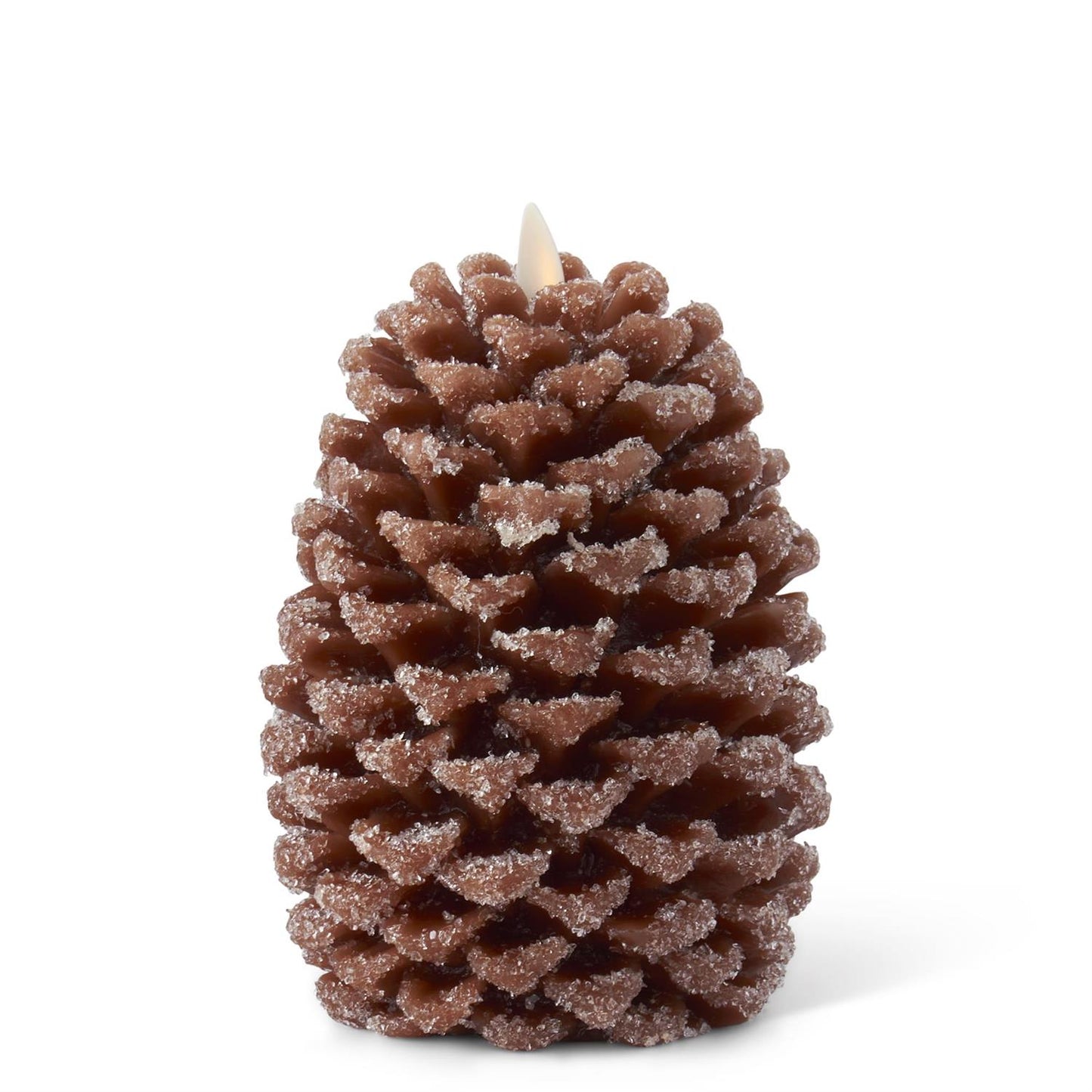 6.5 Inch Brown Wax Snowy Pinecone Luminara