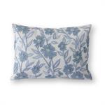 14 Inch Lumbar White Linen & Blue Embroidered Flora