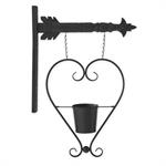 12.75 Inch Black Metal Cutout Heart w/Planter Arrow