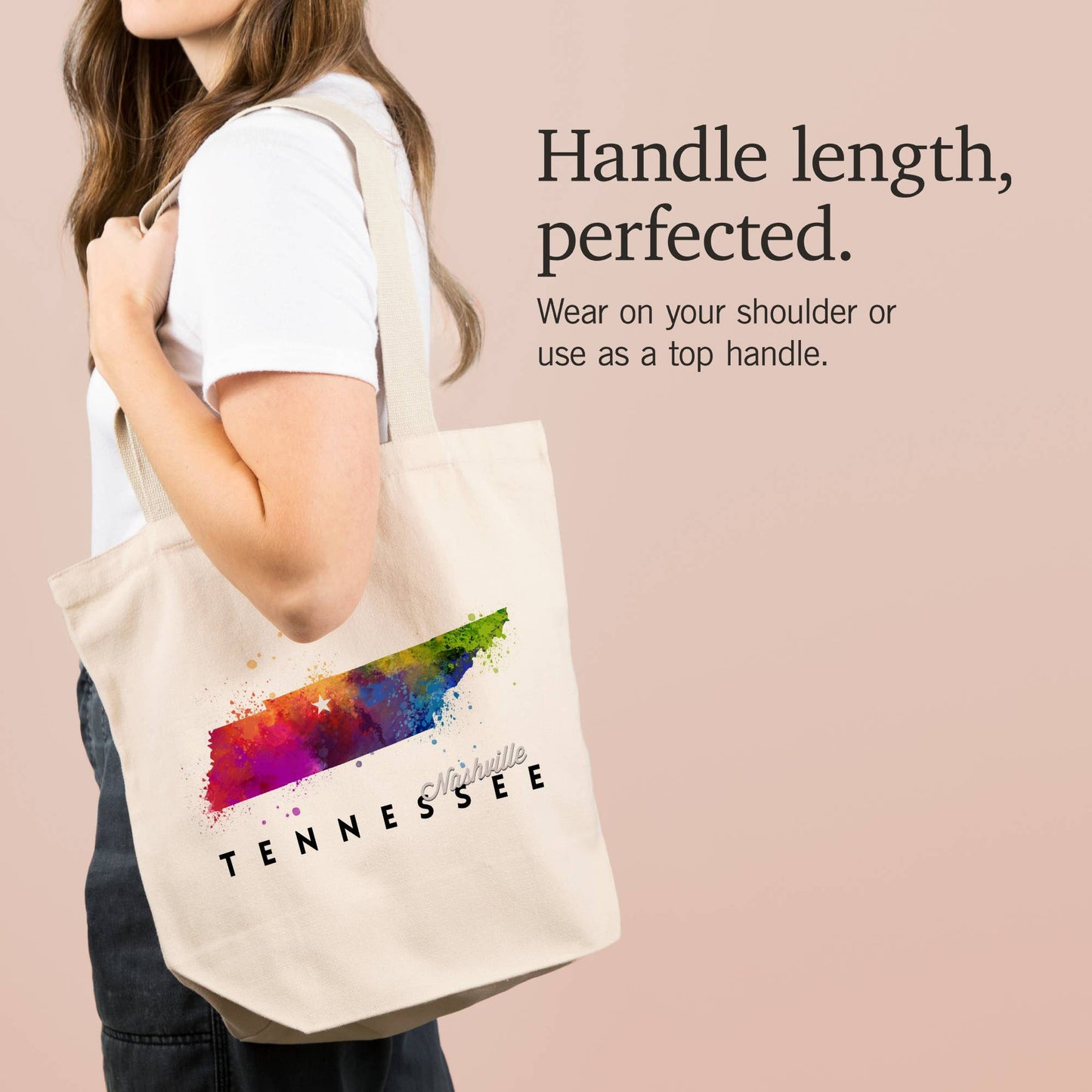 ORGANIC TOTE BAG Nashville, Tennessee, Abstract Watercolor