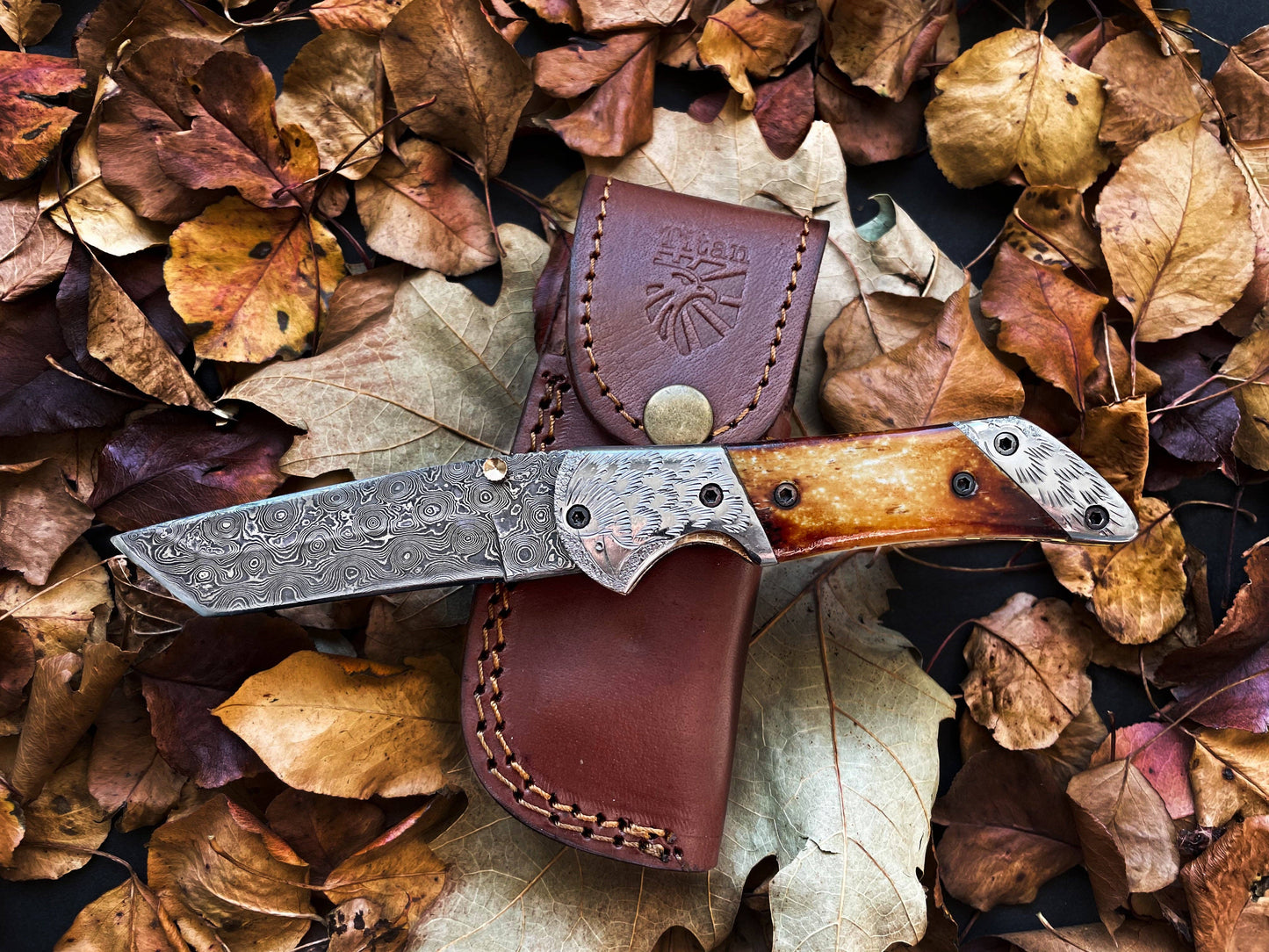 Titan American Eagle - Burnt Damascus folding blade/ EDC/