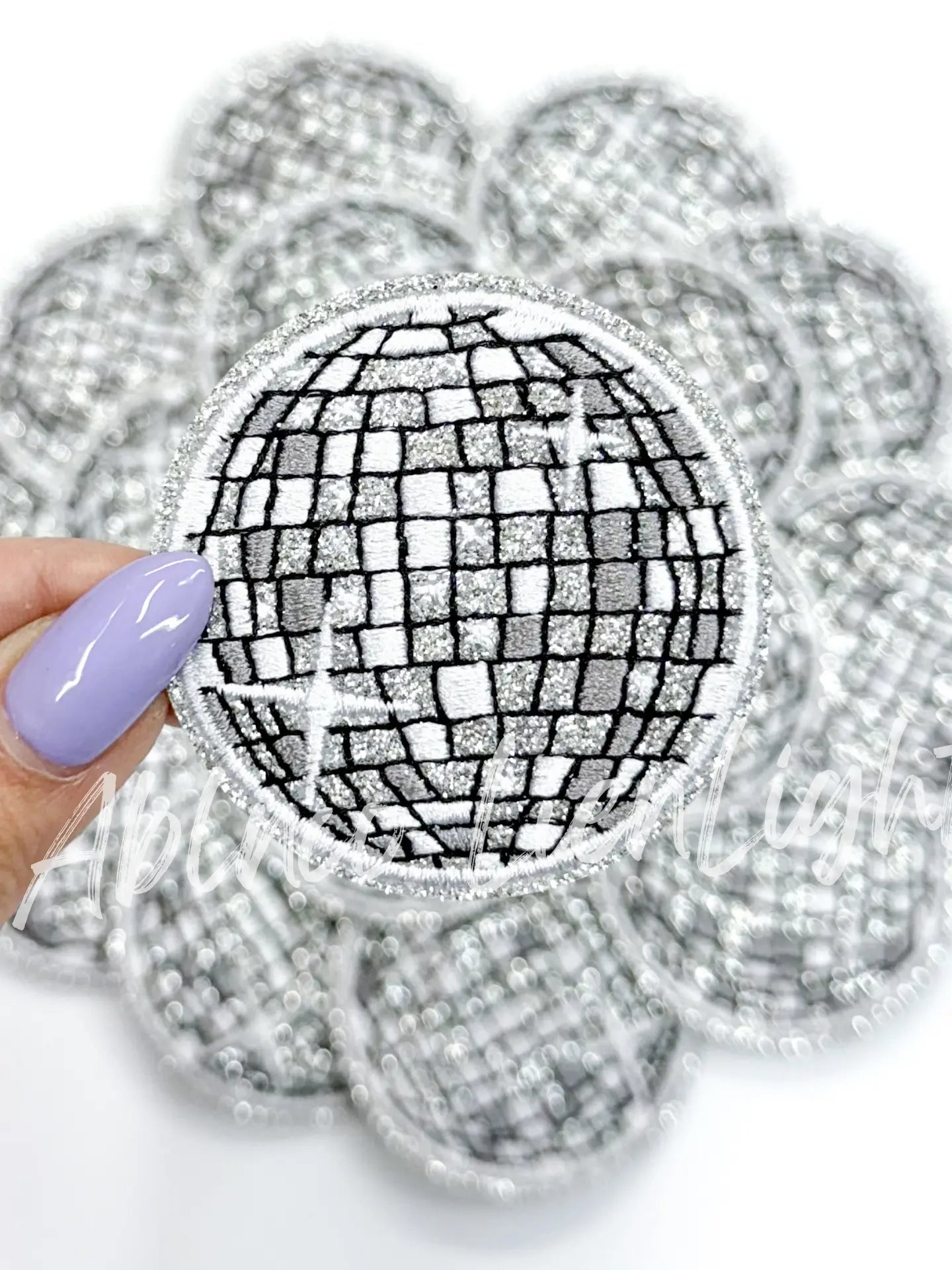 Silver Glitter Disco Ball Hat Patch