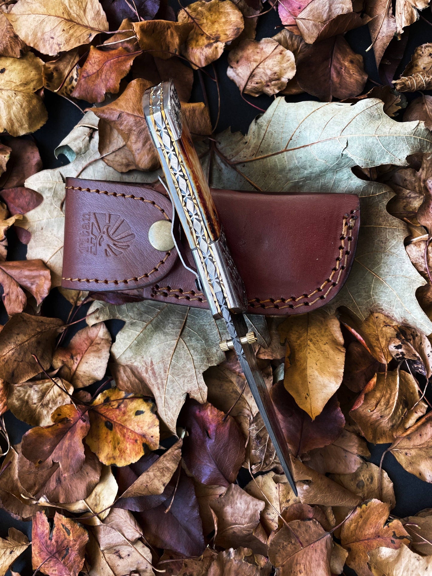 Titan American Eagle - Burnt Damascus folding blade/ EDC/