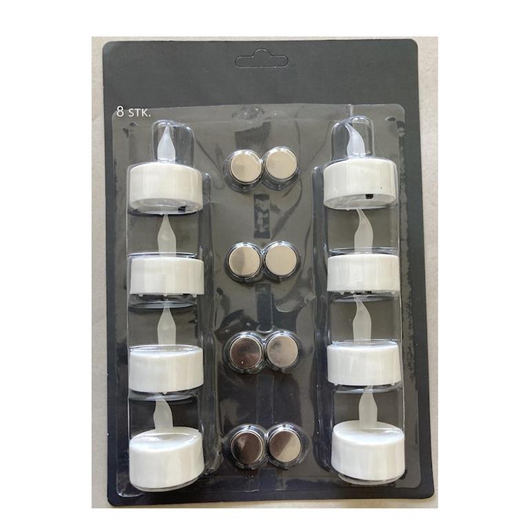 Set of 8 Cream Tealight Candles w/Timers