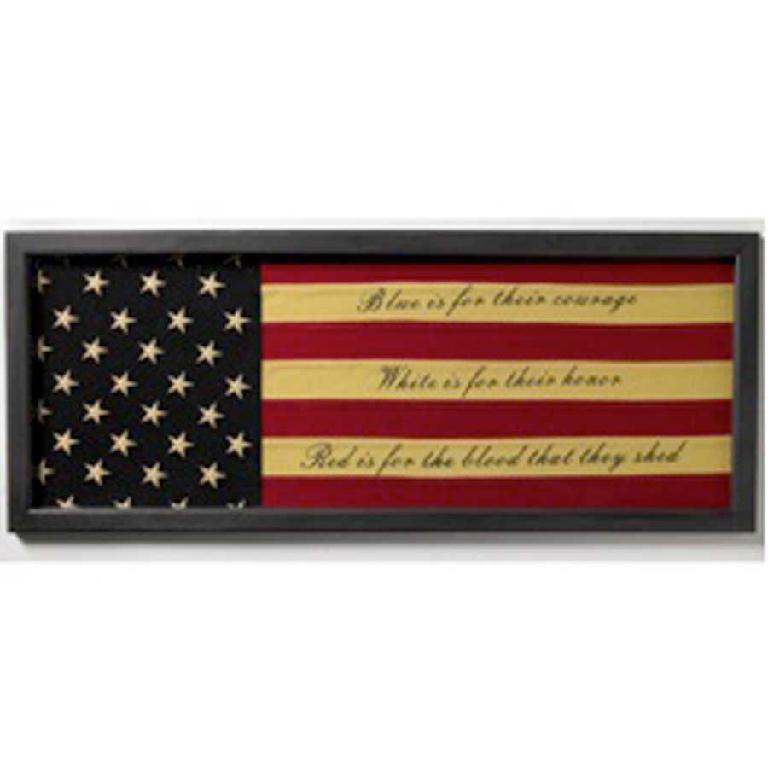 45 Inch Wood Framed Flag Print BLUE IS FOR COURAGE