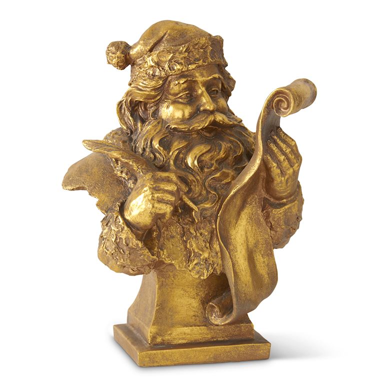 18 Inch Gold Santa Holding List Bust