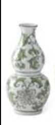 Green & White Ceramic Chinoiserie Bud Vases