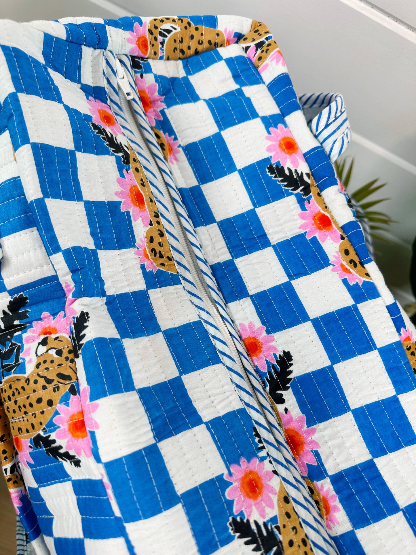 Checkered Jaguar Quilted Duffle Bag