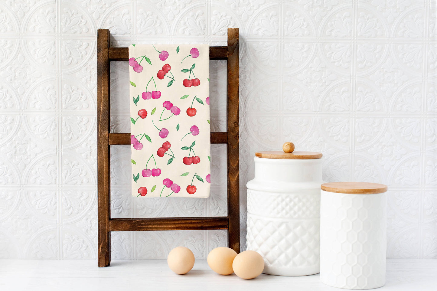 Cherry Tea Towel - Summer Cherries Fruit Kitchen Decor
