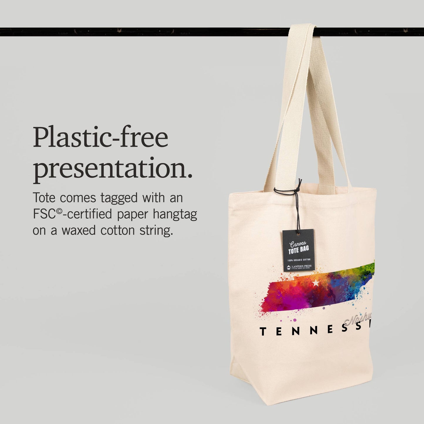 ORGANIC TOTE BAG Nashville, Tennessee, Abstract Watercolor