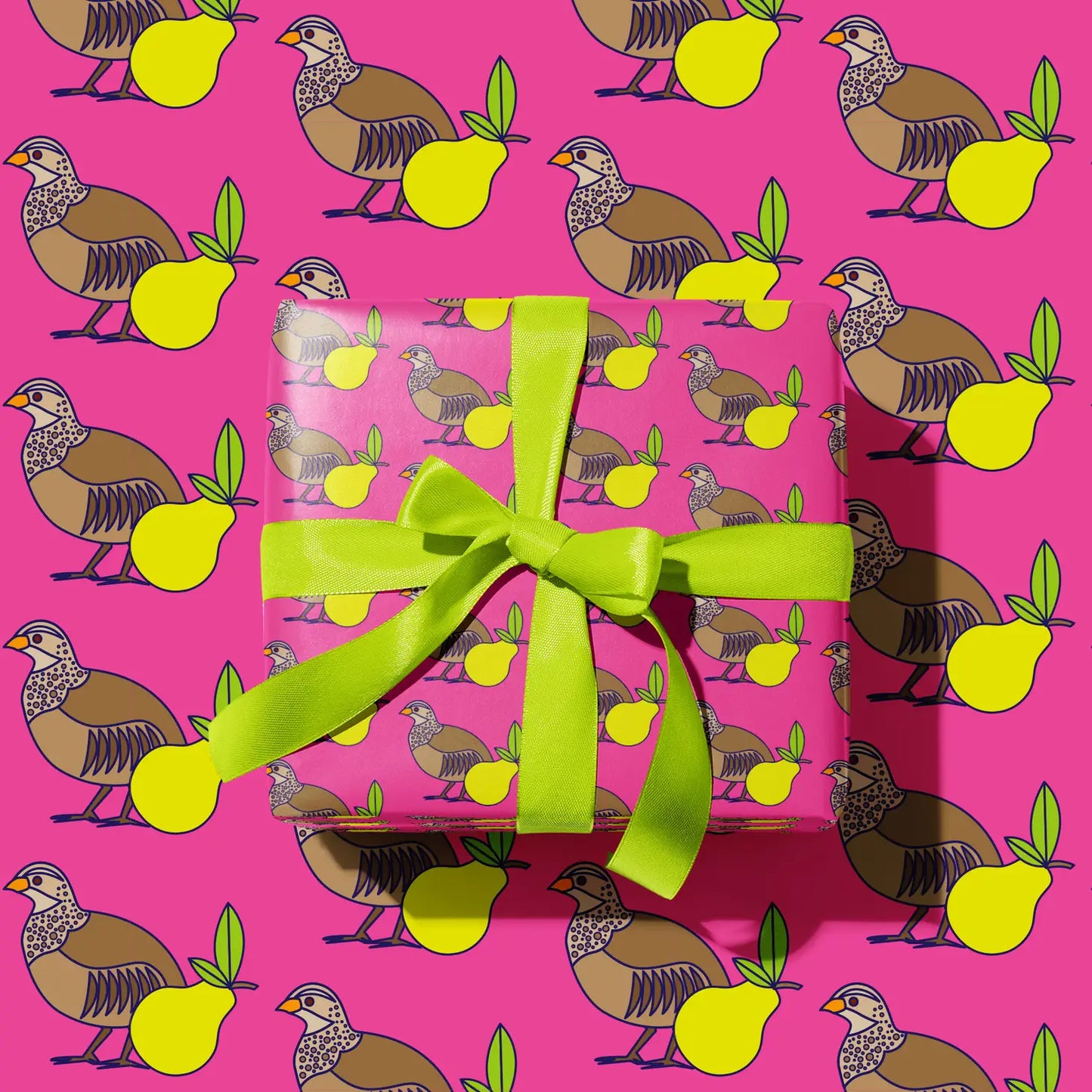 Dinky Partridge and Pear Christmas Wrapping Paper