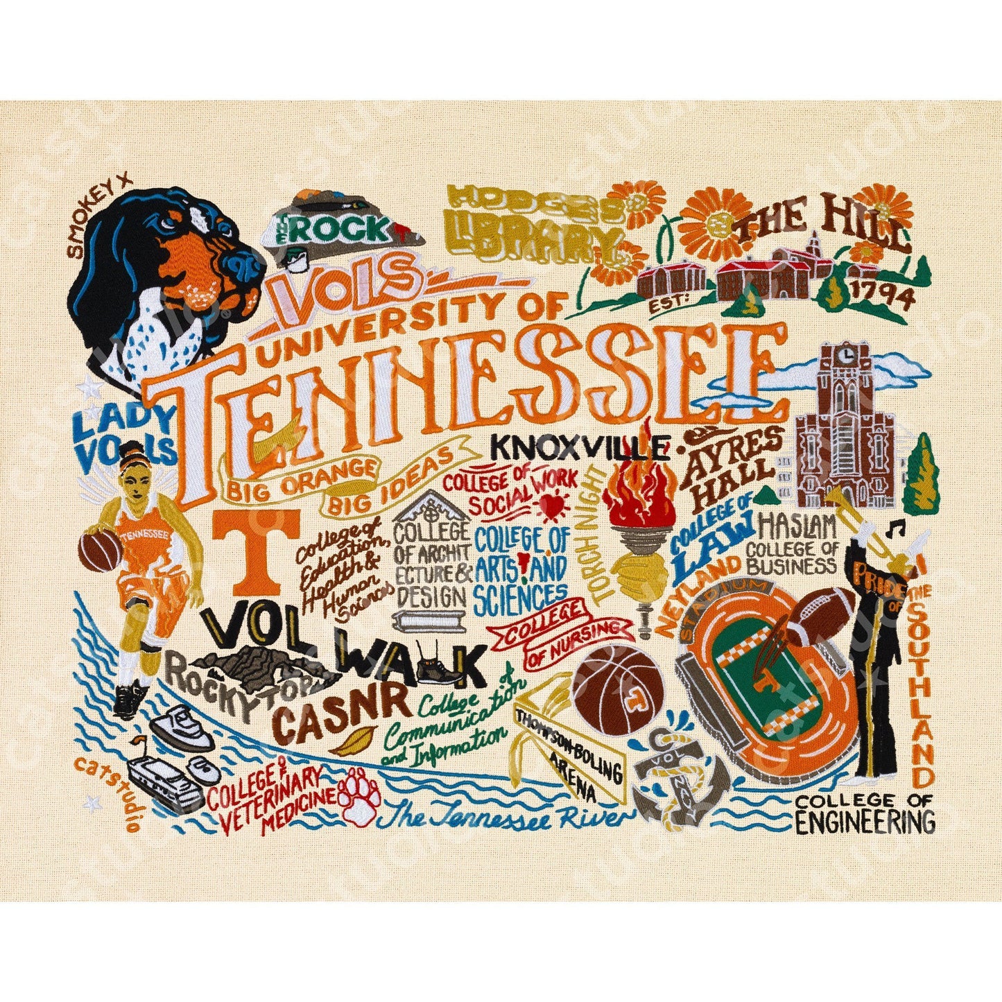 Tennessee, University Art Print 8x10