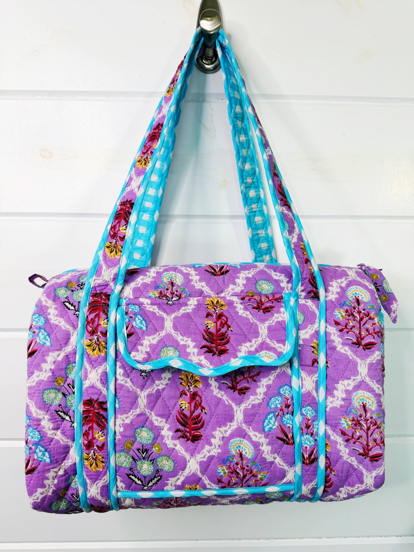 Quilted Mini Duffle Purple Wildflowers