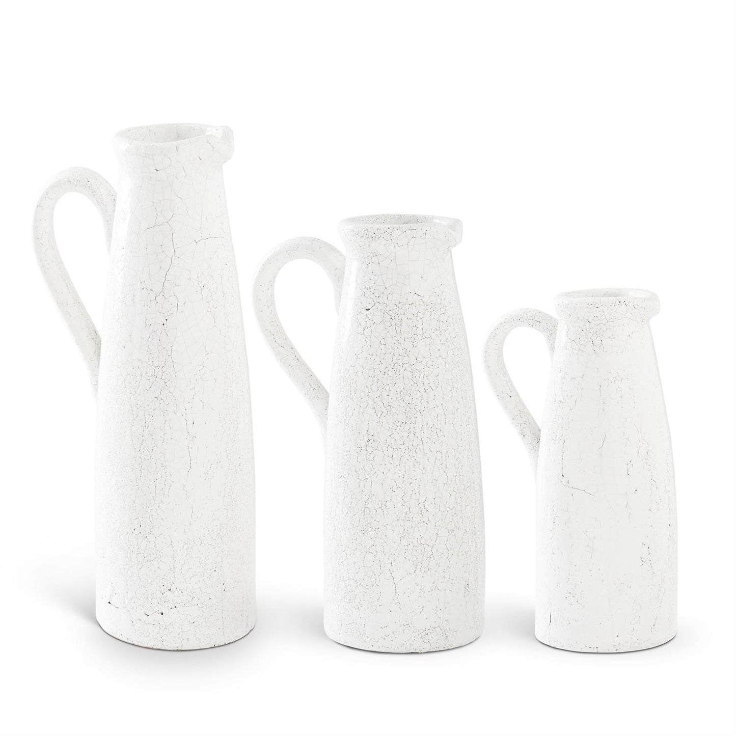 White Ceramic Crackled Pitchers