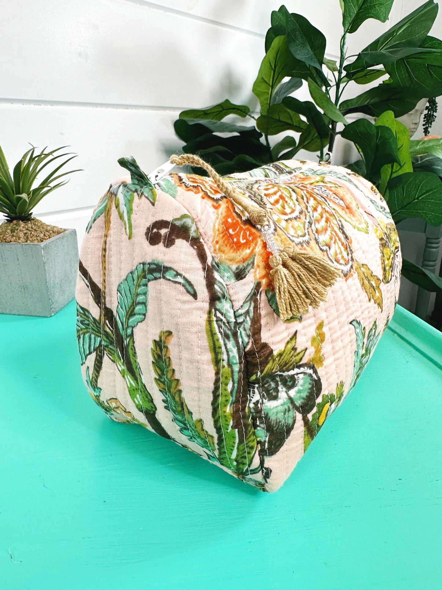 Quilted Cosmetic Bag Botanical