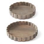 Whitewashed Round Wood Scalloped Edge Nesting Tray