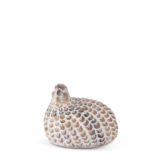 4.25 Inch Tan Whitewashed Resin Quail