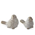 Assorted 3 Inch Cream & Taupe Glazed Ceramic Bird