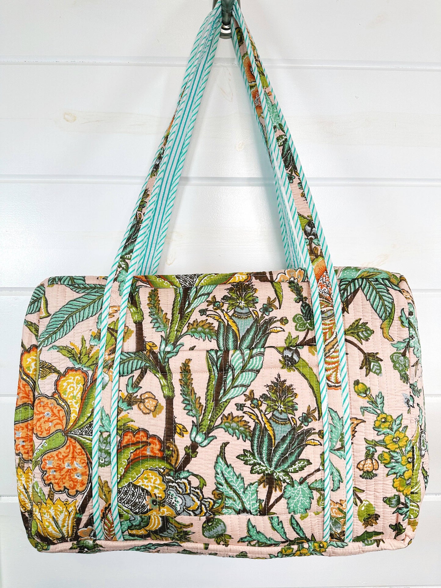 Quilted Weekender Duffle Bag Botanical