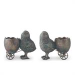 Assorted 4.5 Inch Green & Copper Resin Chicks w/Egg