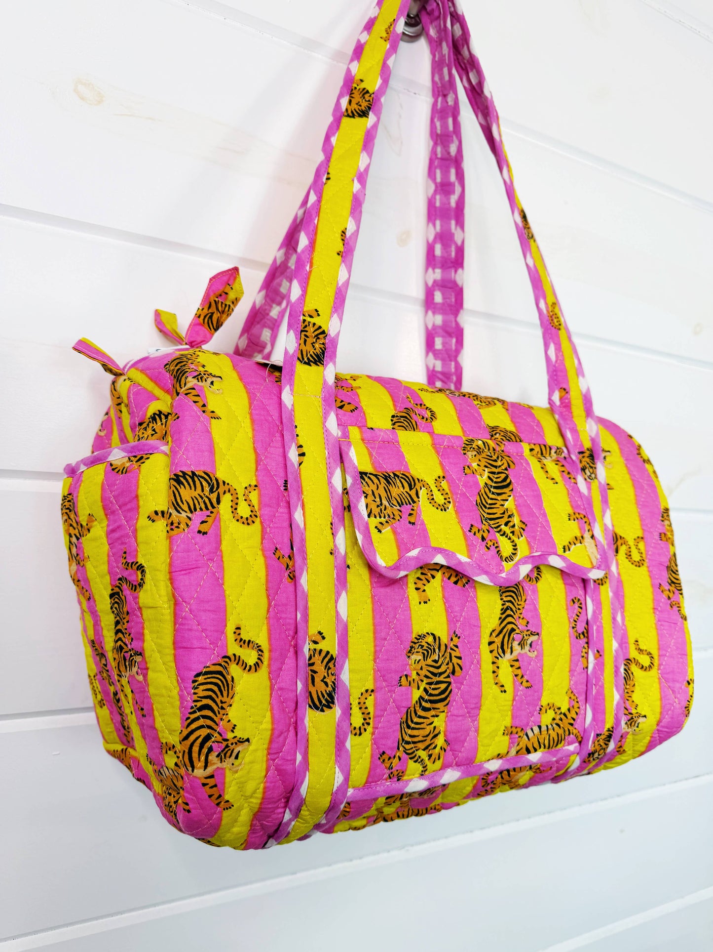 Quilted Mini Duffle Lemonade Tiger Print