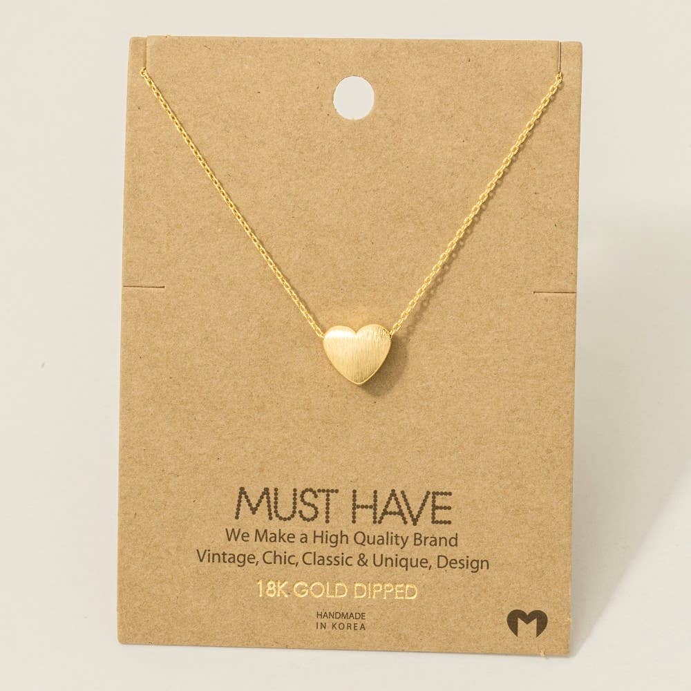 Brushed Heart Pendant Necklace