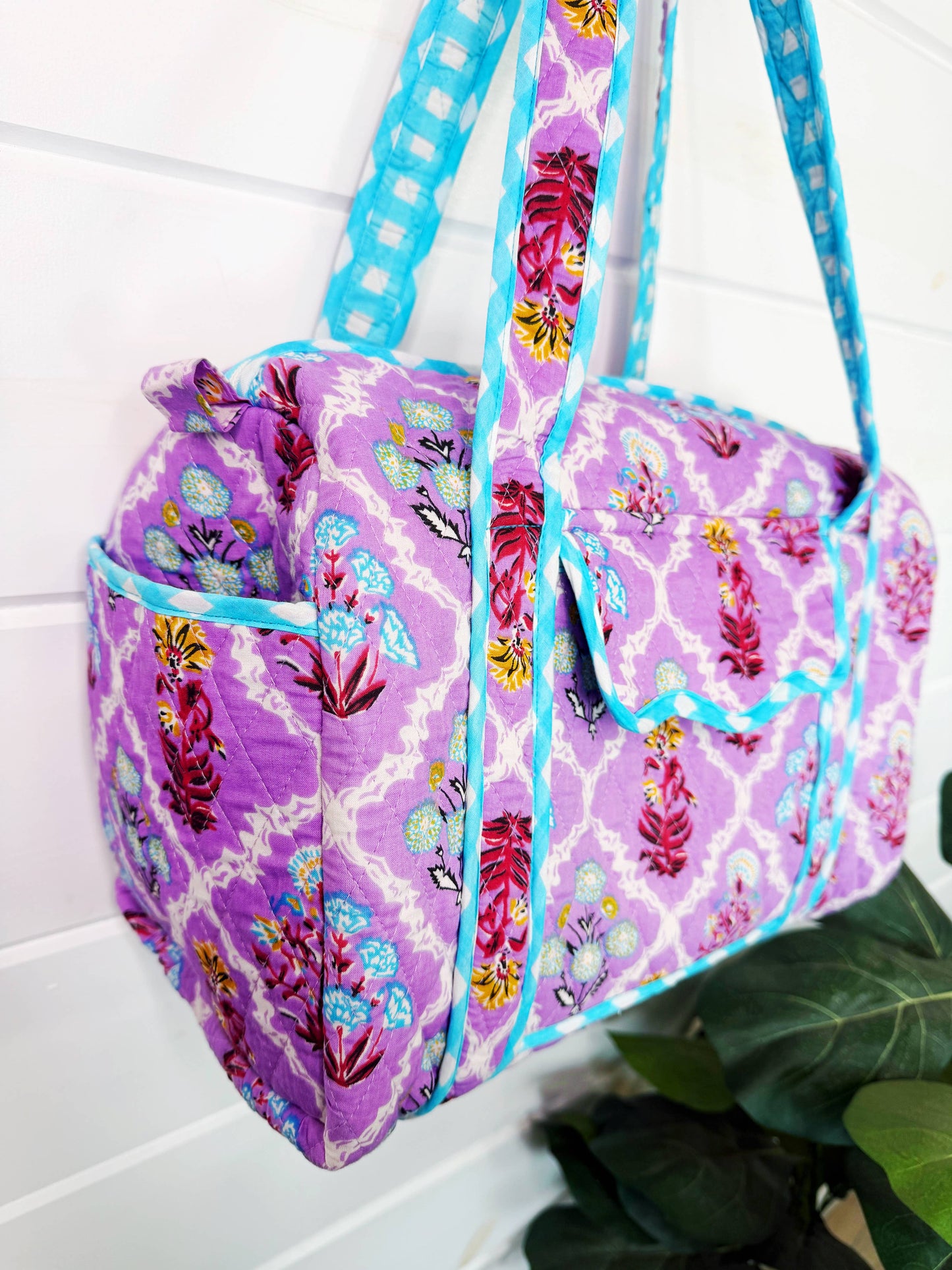 Quilted Mini Duffle Purple Wildflowers