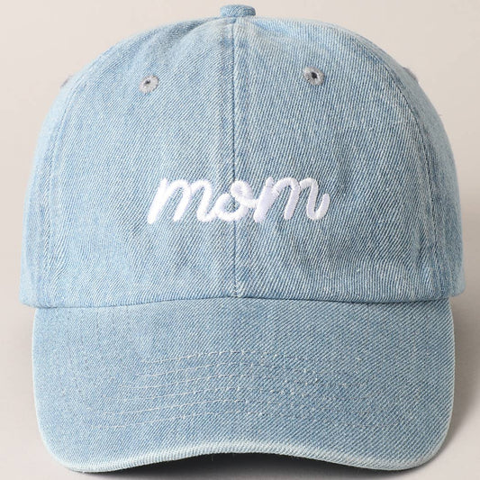 Mom Embroidered Denim Cap