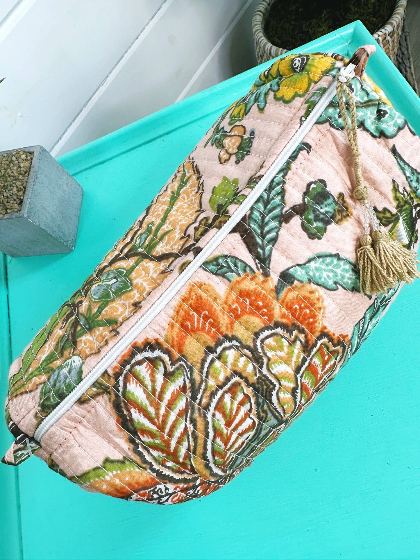 Quilted Cosmetic Bag Botanical