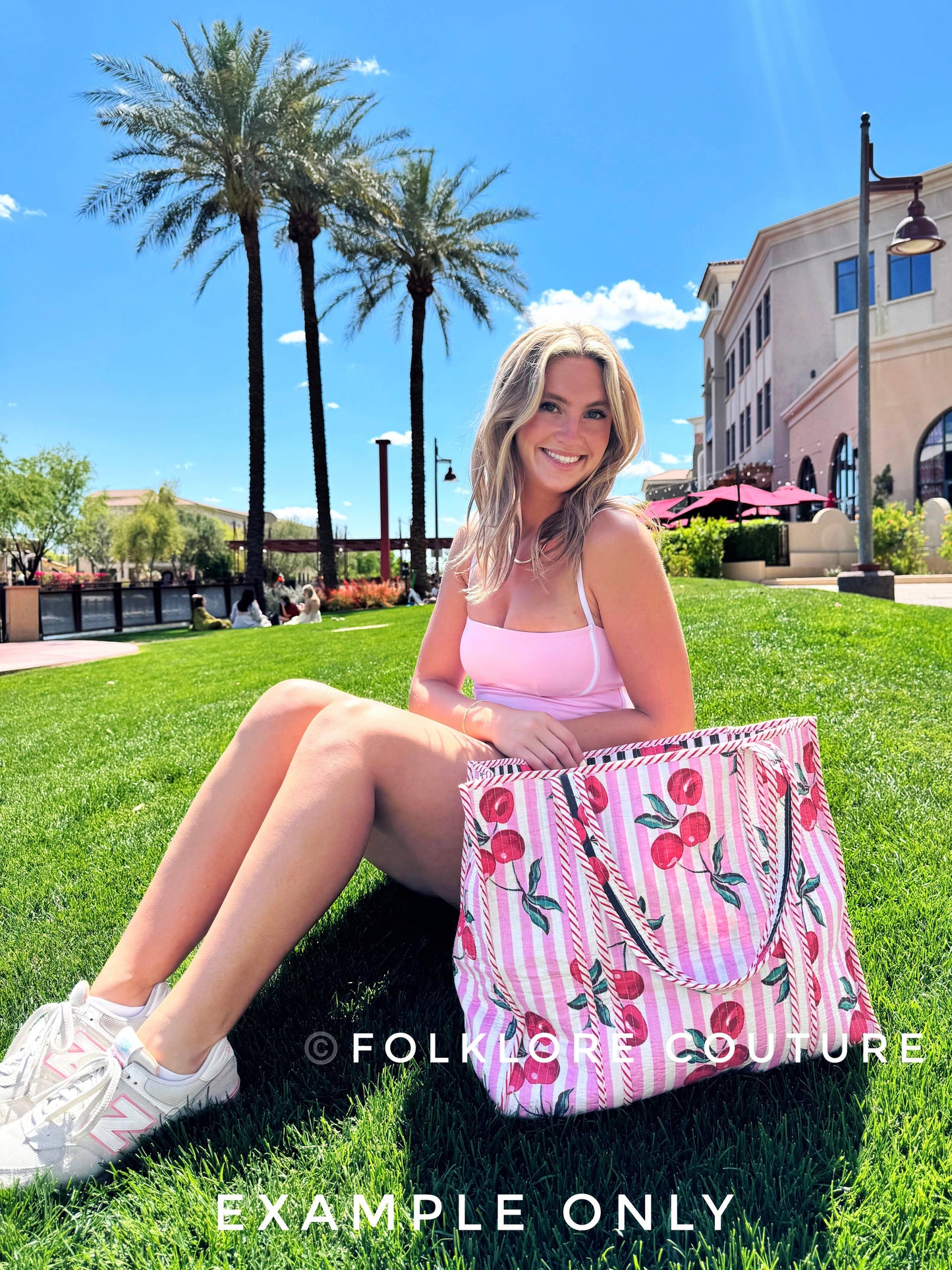 Quilted Tote Bag | Cherry Tote | Large Shopping Tote Bag