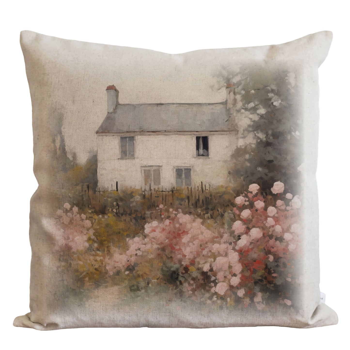Vintage Landscape Spring House Throw Pillow + Insert