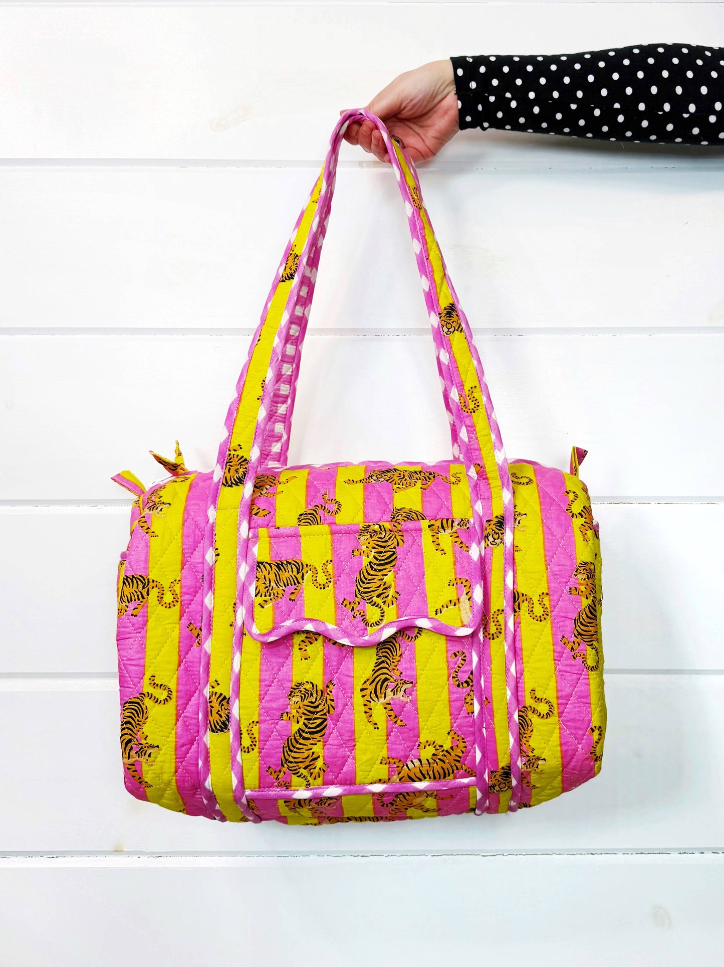 Quilted Mini Duffle Lemonade Tiger Print