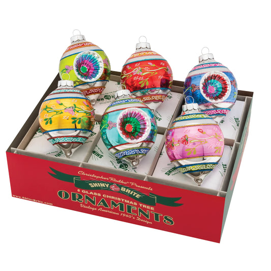CHRISTMAS CONFETTI 6 COUNT 3.25" DECORATED REFLECTOR TULIPS