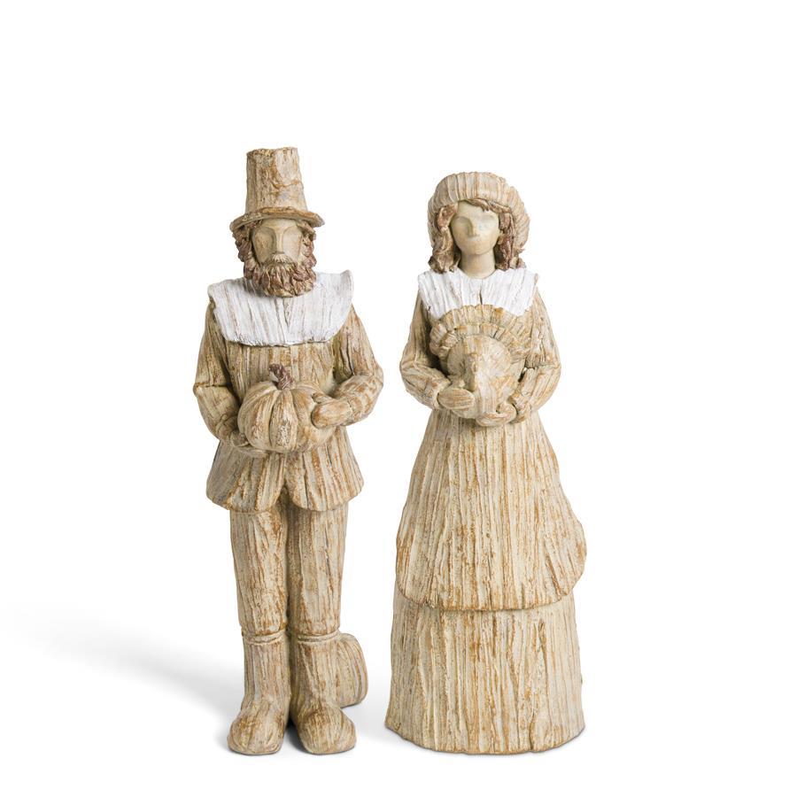 Assorted Tan & Cream Resin Pilgrim Man & Lady