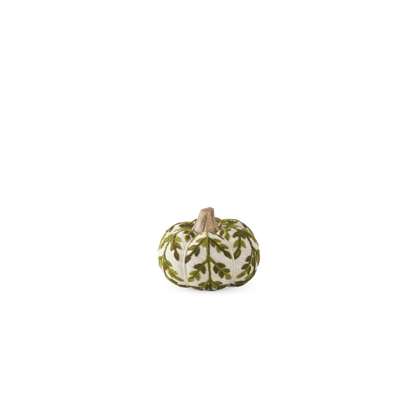 3.5 Inch Cream & Green Foliage Knit Pumpkin