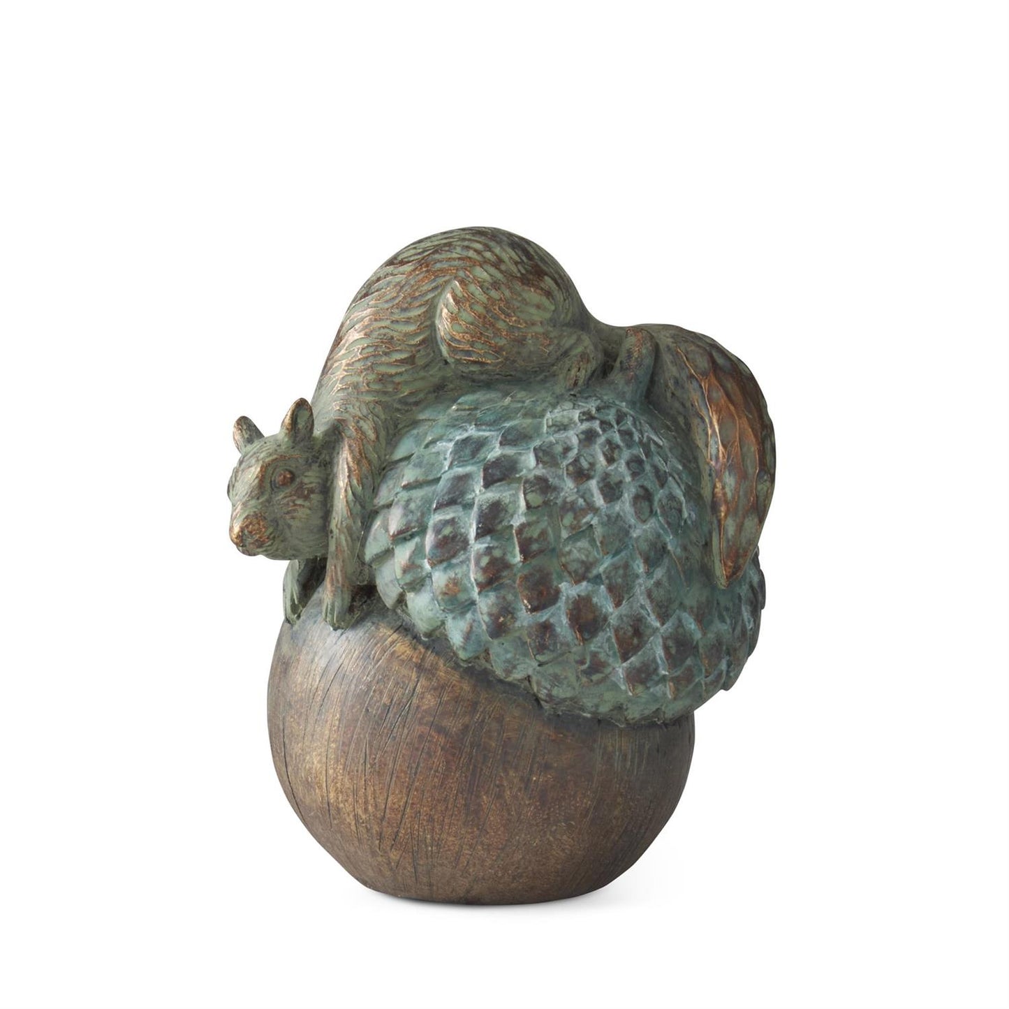 5 Inch Resin Patina Copper Squirl on Acorn
