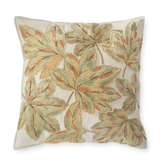 20 Inch Green w/Rust Embroidered & Beaded Leaf