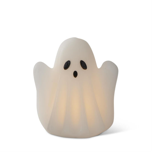 6 Inch White Wax LED Ghost w/Timer