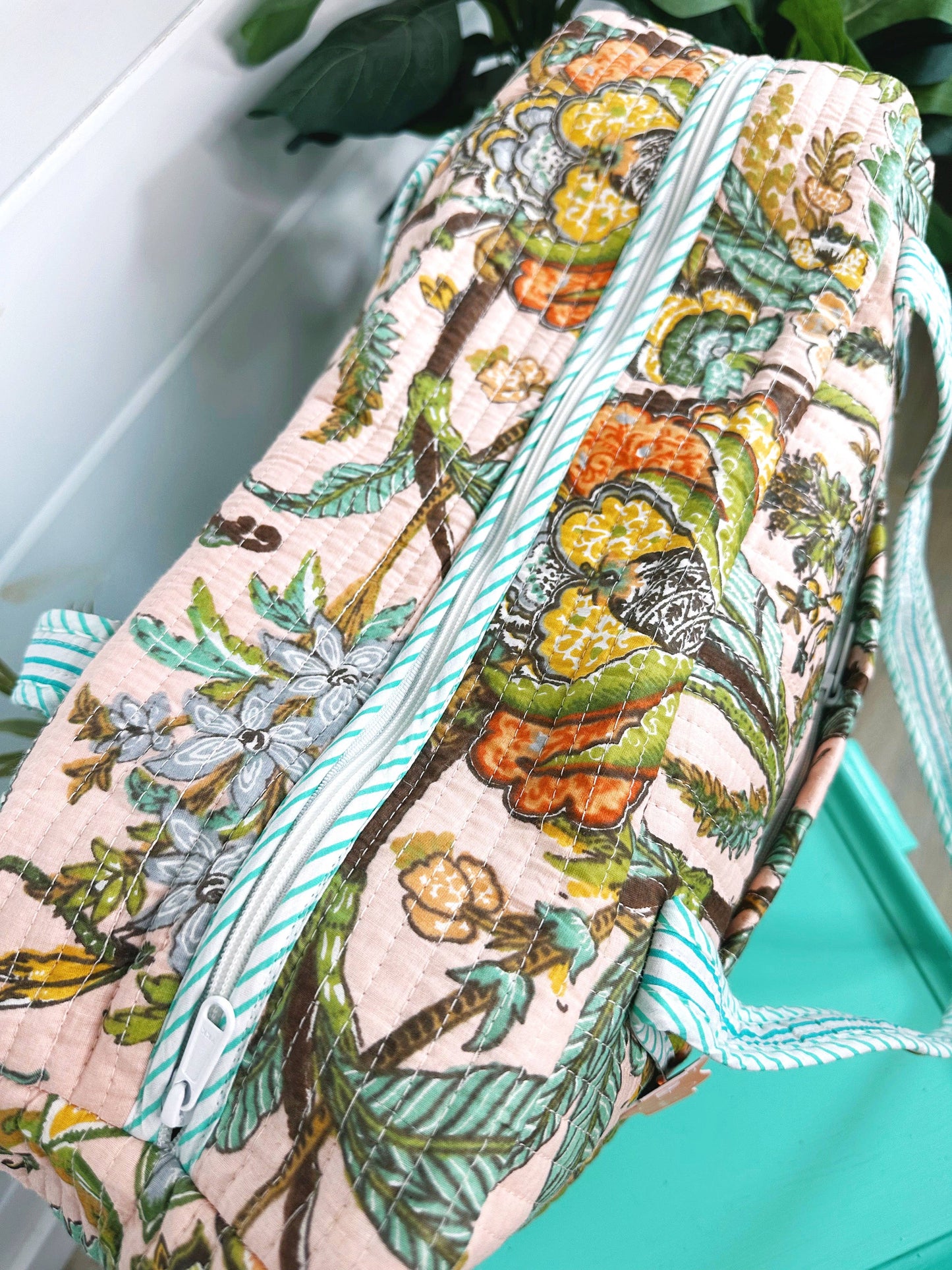 Quilted Weekender Duffle Bag Botanical