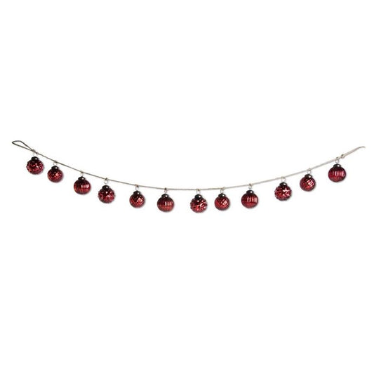 48 Inch Red Mercury Glass Round Ornament and Tw