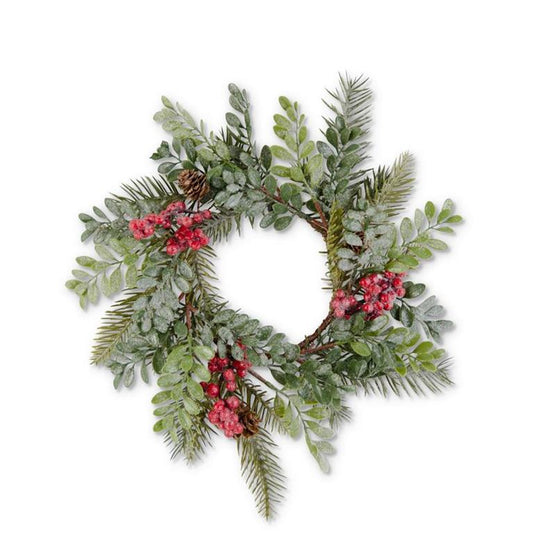11 Inch Glittered Boxwood Berry Pinecone Wreath