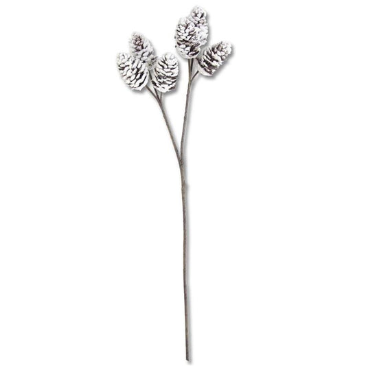 32 Inch Flocked Pinecone Spray