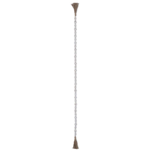 72 Inch Whitewashed Wood Ball Ornament Garland w/Tasles