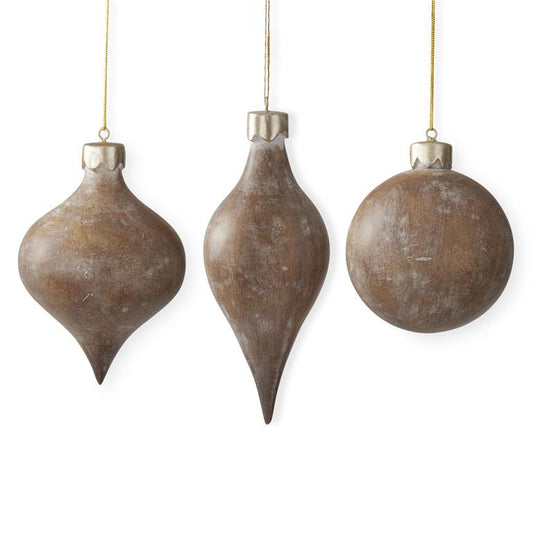 Assorted Brown Resin Faux Wood Ornaments