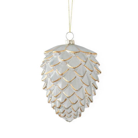 5.25 Inch Gold Gilded Frosted Glass Pinecone Ornament