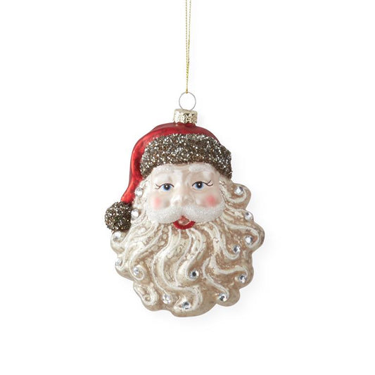 5 Inch Vintage Glass Santa Head Ornament