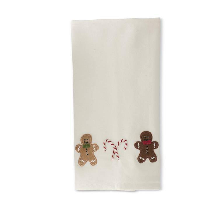 28 Inch Candy Cane & Gingerbread Men Cream Towel