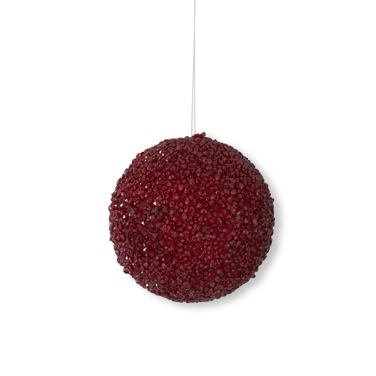 4.75 Inch Burgundy Icy Round Ornament