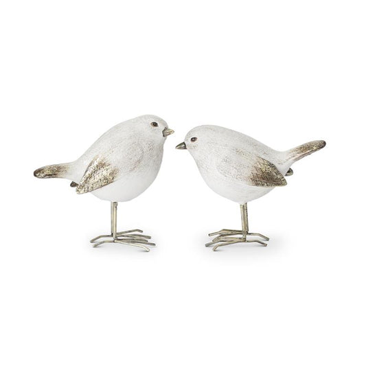 White & Gold Glittered Birds